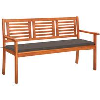 Trivietis sodo suoliukas su pagalve 150cm eukalipto masyvas