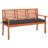 Trivietis sodo suoliukas su pagalvėle 150cm eukalipto masyvas