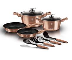 Puodų ir keptuvių rinkinys, su priedais Berlinger Haus Rose Gold BH-6142