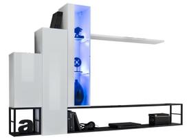Sekcija ASM Switch M8, balta sp./juoda sp., 240 cm x 40 cm x 151 cm