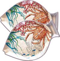 Lėkštė serviravimo Rose&Tulipani Sea Life, 33 cm x 23 cm, mėlyna sp./raudona sp./žalia sp.