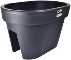 Balkoninis vazonas Lofly Railing, plastikinis, 40 cm x 26.5 cm, antracito sp.