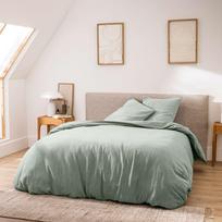 Žalios spalvos iš medvilnės dvigulė/itin ilga patalynė 3 dalių 240x220 cm Meline – douceur d'intérieur