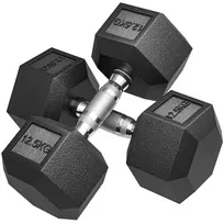 HOMCOM Hanteliai su rifliuota rankena, iš ketaus, 2 x 12,5 kg, skirti namams, sporto salei, jėgos treniruotėms