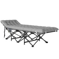 Outsunny Sulankstoma stovyklavimo lova su čiužiniu, pagalve ir šonine kišene, 190 x 65 x 37 cm, sulankstomas gultas suaugusiems, svečių lova iki 150 kg, sulankstoma lova laukui, sodui, stovyklavimui, kelionėms, šviesiai pilka, Šviesiai pilka