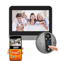 3MP Smart Life Tuya 1080P WiFi Durų skambutis Akių skylutės kamera 5000mAh Baterija PIR Judesio Detektorius IR Alexa Google Skaitmeninis žiūrintis įrenginys Doorbell 32G