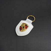 Automobilio odinis raktų pakabukas Skydo tipo 3D emblema Raktų žiedas Porsche Panamera Cayenne Taycan 911 718 Macan Carrera-GT 928 944 968 944 balta