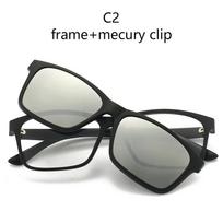 6 viename poliarizuoti optiniai magnetiniai saulės akinių klipsai su magnetu, pagal receptą, trumparegystei, PC akinių rėmelis -0,5 iki -6,0, kvadratinis rėmelis 0 black