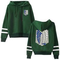 „Attack on Titan“ ilgomis rankovėmis dryžuotas megztinis su gobtuvu, megztinis „Harajuku“ XL