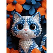 DIY Cute Little Cat Pearl Diamond Art Painting Kits for Adults and Beginners,fine View Sparkling Painting Craft Home Wall Decor Handmade Gift 30x40cm