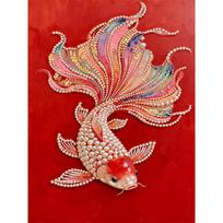 Handmade DIY Pearl Painting Koi Fish Theme Bedroom Living Room Frameless Diy Handmade Sticky Diamond Creative Canvas Painting 30x40cm