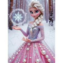 Disney Frozen Princess Elsa Pearl Canvas Wall Decor Set 5D Pearl Puzzle Embroidery Home Decoration Handmade Gift 35x45cm gray