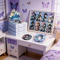 Demon Slayer Kimetsu no Yaiba Muichiro Tokito AR Interaktyvus aklas dėžutės ženklelis, 3D reljefinis holografinis šviečiantis kolekcionuojamas anime atributas, 75mm One random pack *1ea