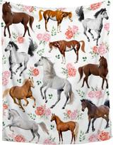 Horse Gifts for Girls Women Throw Blanket Ultra Soft Plush Lightweight Cozy Breathable Horse Flower Bed Blanket Animal Lovers 75x90cm