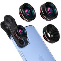 Multi-functional Mobile Phone Lens 3-in-1 Independent Wide-angle Macro Fisheye Camera Lens juoda