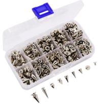 354Pcs Punk Spikes and Studs 8 Size Cone Spikes Metal Tree Spikes Studs for Leather Craft Clothing Craft Decoration 1