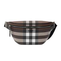 Burberry Vintažinio rašto drobės ir odos juosmens krepšys su sidabriniais metaliniais elementais kasdieniam naudojimui Basic Set (Bag+Dust Bag)