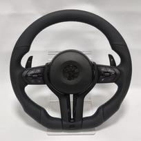 Juodo chromo sportinis odinis vairas, F30 F36 F20 F23 F22 M3 F80 X1 F48 F10 F07 F01 M5 E84 E87 E90 E70 automobilio vairas. M3 sport (No airbag) juoda