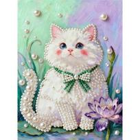 5D DIY Frameless Pearl Painting Little Fat Cat Pattern Painting Kit Suitable for Home Living Room Bedroom and Other Wall Decoration Art Paintings 30x40cm