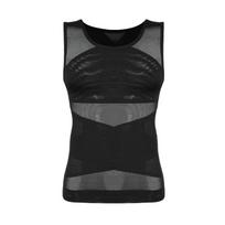 Kompresiniai marškinėliai vyrams Liekninantys apatiniai marškinėliai Body Shaper Belly Control Tank viršutinė kūno dalis, skirta formuoti berankovių formuojančių drabužių liemenė vyrams M juoda