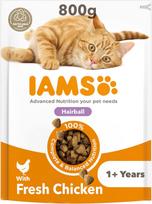 Sausas kačių maistas IAMS Hairball, vištiena, 0.8 kg
