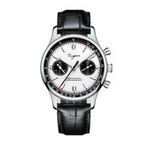 SUGESS Chronografas Mechaninis 40mm Analoginis Laikrodis su Skaidriu Galiniu Dangteliu - Vyriškas sidabras