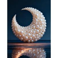 DIY Diamond Art Pearl Painting Kit for Adults,  Moon Over The Sea Special Shaped Pearl Art Painting Wall for Home Office Decor Handmade Gift 30x40cm