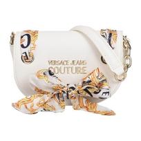 Versace Jeans Couture Logotipo Spaudos Šalikas Kaklaraištis Atvartas Poliesteris Oda Mažas Apvalus Balnelio Pečių Crossbody Krepšys Vidutinis Moteriškos rankinės Baltas 74VA4BAB-ZS467-003 Basic Set (Bag+Dust Bag)