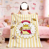 P-PomPom Purin Mielas animacinis pledas Minkštas pledas piknikui, lovai, sofai, namų miegamajam Jaukus, šiltas, patogus 75x90cm beige