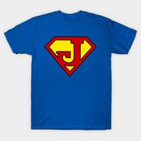 Vyriški juodi marškinėliai su spaudiniu Superherojus Simbolis Raidė J Spausdinimas be išpjovimo ant perkėlimo popieriaus Medvilniniai marškinėliai 4XL karališkos mėlynos spalvos