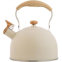 Fancy Stainless Steel Whistling Tea Kettle Wooden Handle Whistle Tea Pot Classic Water Boiler For All Stovetops Mint Green Decor beveik baltos spalvos