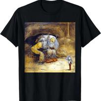 Cave Troll and Boy John Bauer Swedish Folklore Fairy Tale T-Shirt S juoda