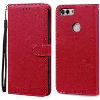Dėklas Huawei P Smart 2018 FIG-LX1 Odinis Piniginės Tipo Atverčiamas Dėklas Huawei P Smart Dėklas FIG-LX1 5,65 colio Dėklas Coque Fundas Korpusas P Smart 2018 FIG-LX1 tamsiai raudona spalva