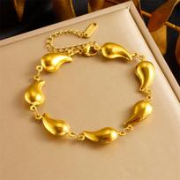 18K Gold Plated Teardrop Link Chain Bracelet, Dainty Water Drop Statement Bracelet for Women, Trendy Jewelry auksas
