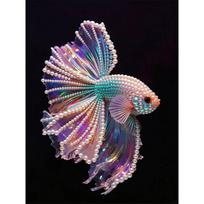 Handmade DIY Pearl Painting Rumble Fish Theme Bedroom Living Room Frameless Diy Handmade Sticky Diamond Creative Canvas Painting 30x40cm