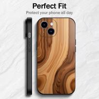 Natūralaus medžio   Telefono dėklas 17 16 15 14 13 12 11 Mini XS XR X 6S 6 Pro Max Plus Juodas minkštas dėklas iPhone14Plus