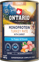 Šlapias šunų maistas Ontario Monoprotein Puppy, kalakutiena/morkos, 0.4 kg