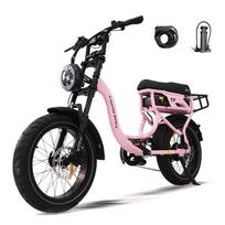 AVDL T7 Elektrinis dviratis kelionėms su galiniu bagažiniu, 48V 18Ah baterija, Shimano 7 pavarų rožinė