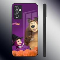 Animacinis M-Maša ir L-Lokys telefono dėklas, skirtas Samsung S26 S24 Ultra S22 S23 S25 S20 Fe S21 Plus A16 A54 A34 A53, Stiklinis dangtelis Samsung s23fe