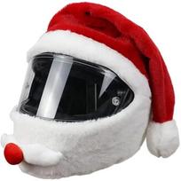 Santa Cycling Helmet Christmas Motorcycle Helmet Cover Full Face Safe Hat Santa Claus Racing Cap Merry Christmas Decoration Gift raudona