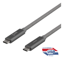 Mob. telefono kabelis DELTACO USB 3.1, "C-C", 1m, pilka / USBC-1412M