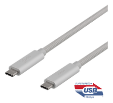 Mob. telefono kabelis DELTACO USB 3.1, "C-C", 1m, sidabrinė / USBC-1417M