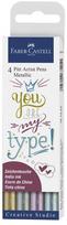 Flomasteriai Faber Castell Pitt Artist Pen Metallic, vienpusiai, 4 vnt.
