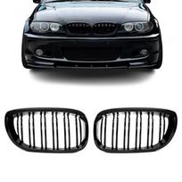 Performance priekinės grotelės, skirtos BMW E46 coupe / convertible (03-06) dvigubos, juodos blizgios