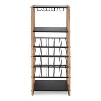 Juodos spalvos/natūralios spalvos iš metalo vyno spintelė butelių skaičius 20, 50x122x35 cm Isaac – Yes Everyday