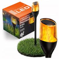 LED Saulės lempa sodui, ugnies efektas 60cm galingas šviestuvas, prieblandos jutiklis IP44