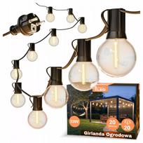 Terasos girlianda, apšvietimas sodui, lauko apšvietimo girlianda 20 m, 20 x 1 W LED lemputės, grandinėlė + 2 x E12 lemputės nemokamai