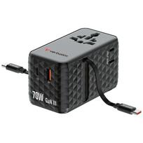 Verbatim kelioninis įkroviklis EU/UK/US GaN 1xUSB-C/1xUSB-A/2xUSB-C PD 70W juodos spalvos 30186