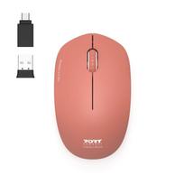 PORT CONNECT belaidė COLLECTION pelė, USB-A a USB-C dongle, 2.4Ghz, 1600DPI, Terracota
