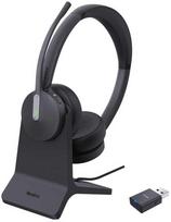 Yealink WH64 Hybird Dual su įkrovimo stovu „Teams“ ausinės, belaidės, 20–20000 Hz, biurui / skambučių centrui, 151 g, ausinės, juodos